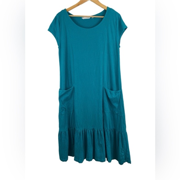 Soft Surroundings Short Sleeve Fleur Midi Dress in Peacock Green Size small - Picture 3 of 9